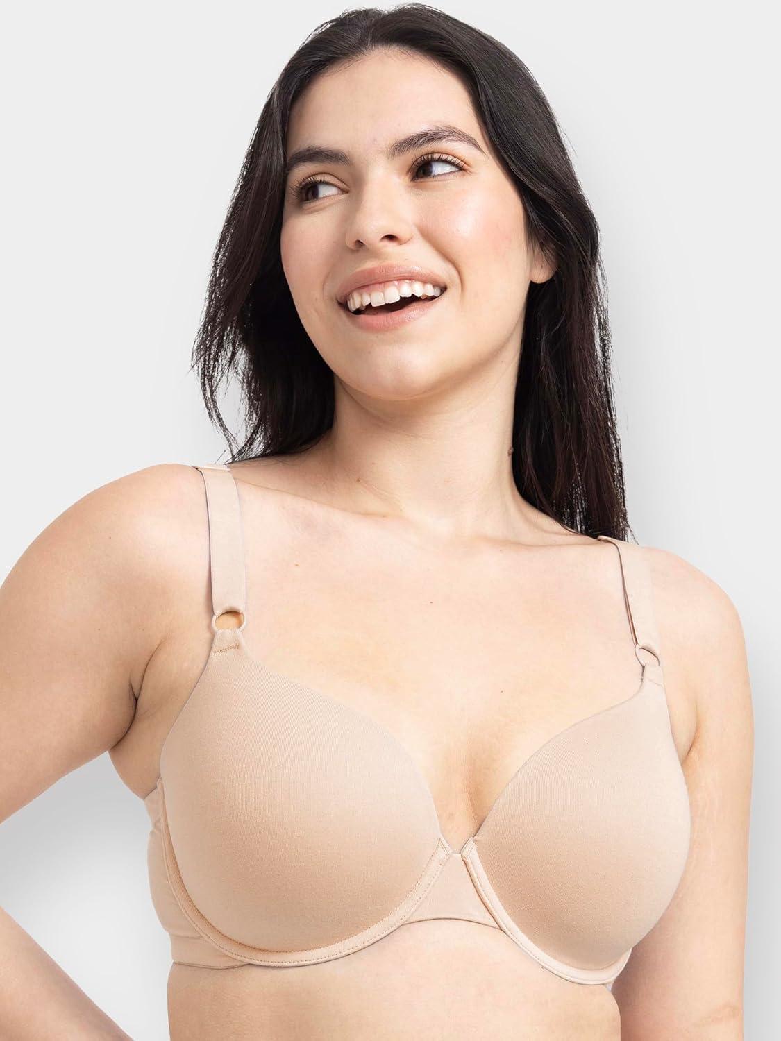 imageFruit of the Loom Womens Smooth Cotton TShirt Bra Pack  UltraSoft Flexible and Invisible Under TeesSand Black Hue