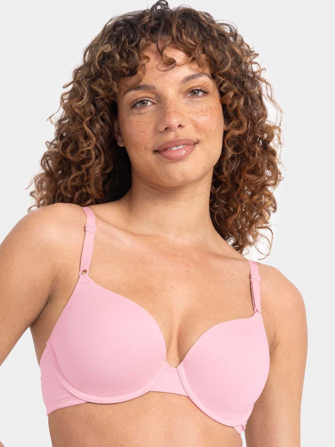 imageFruit of the Loom Womens Smooth Cotton TShirt Bra Pack  UltraSoft Flexible and Invisible Under TeesWhiteBlushing Rose