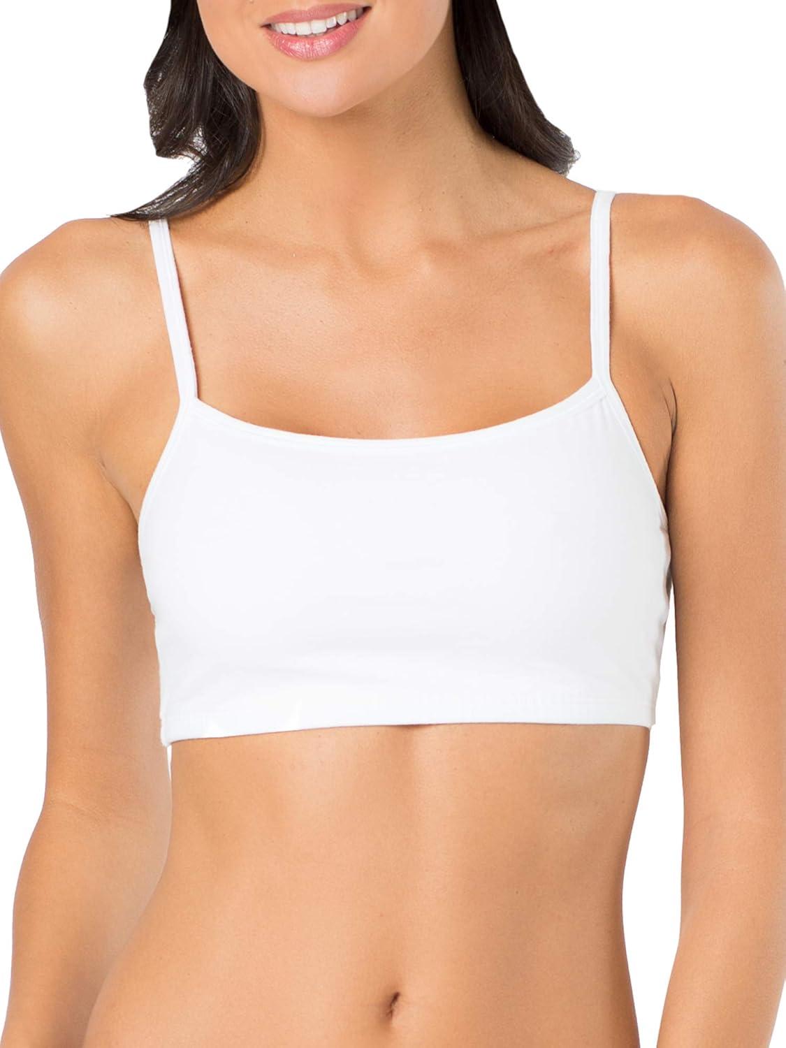 imageFruit of the Loom Womens Spaghetti Strap Cotton Sports BraAllDay ComfortBlushing RoseWhiteBlack Hue