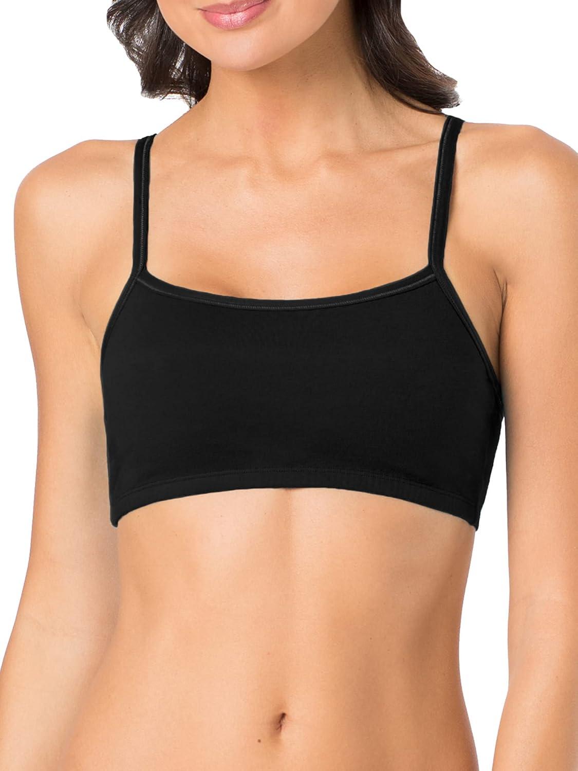 imageFruit of the Loom Womens Spaghetti Strap Cotton Sports BraAllDay ComfortBlushing RoseWhiteBlack Hue