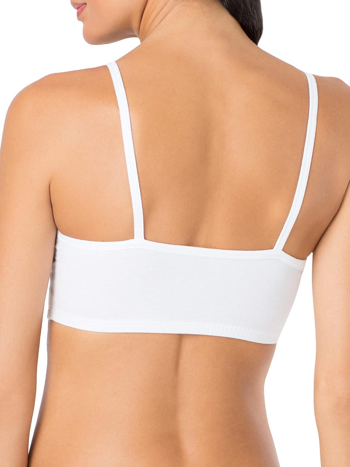 imageFruit of the Loom Womens Spaghetti Strap Cotton Sports BraAllDay ComfortBlushing RoseWhiteBlack Hue