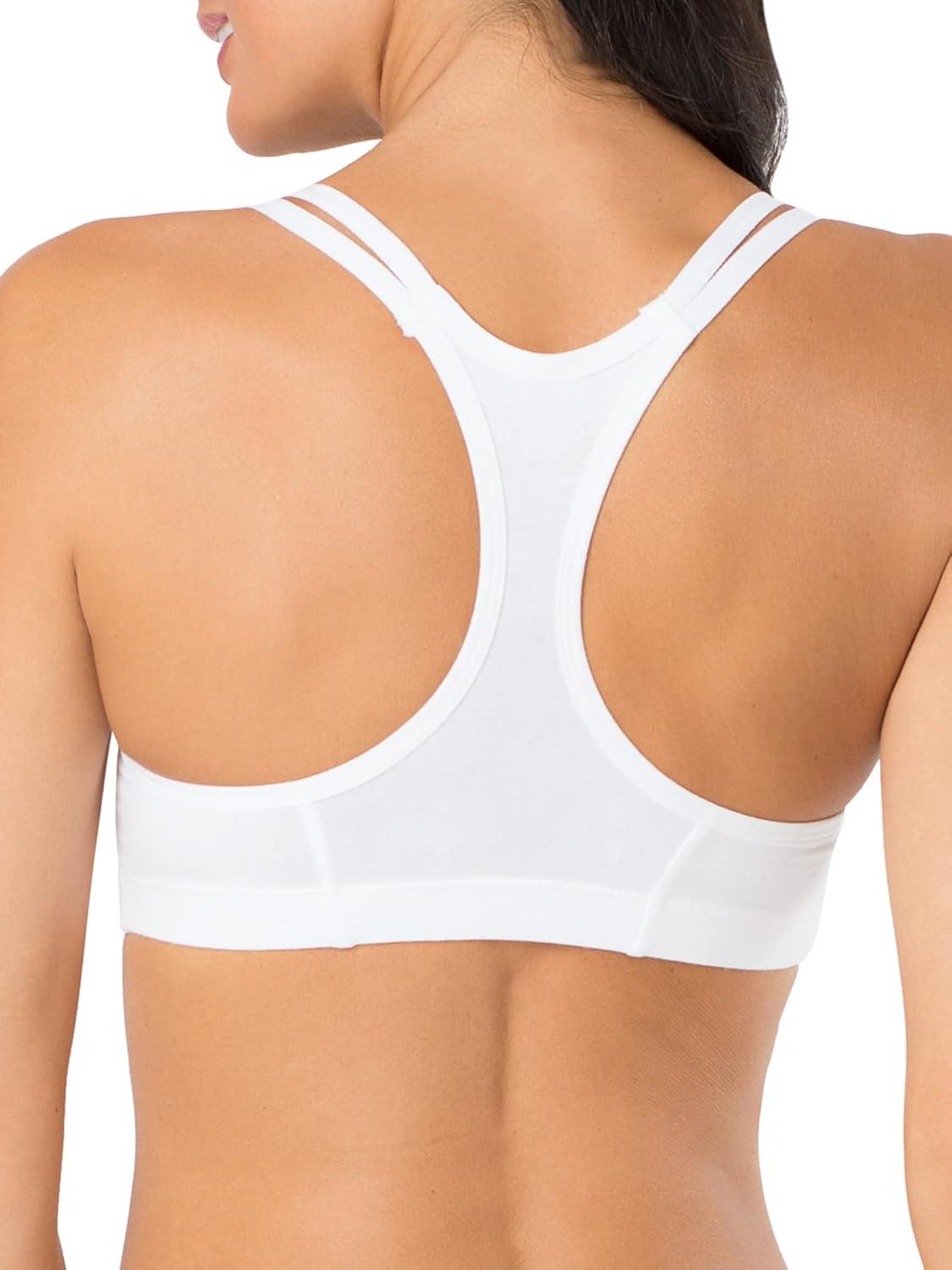 imageFruit of the Loom Womens Spaghetti Strap Cotton Sports BraAllDay ComfortGrey With BlackWhiteBlack