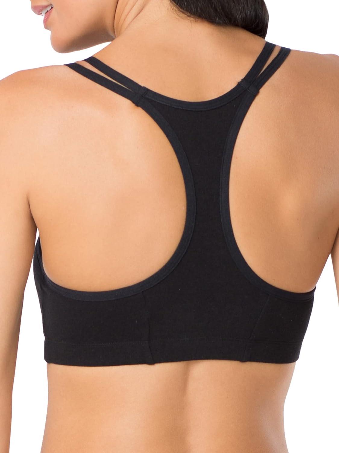 imageFruit of the Loom Womens Spaghetti Strap Cotton Sports BraAllDay ComfortGrey With BlackWhiteBlack