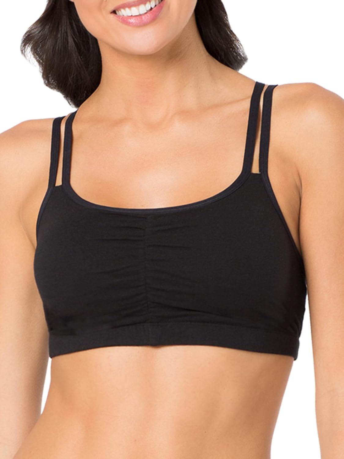 imageFruit of the Loom Womens Spaghetti Strap Cotton Sports BraAllDay ComfortGrey With BlackWhiteBlack