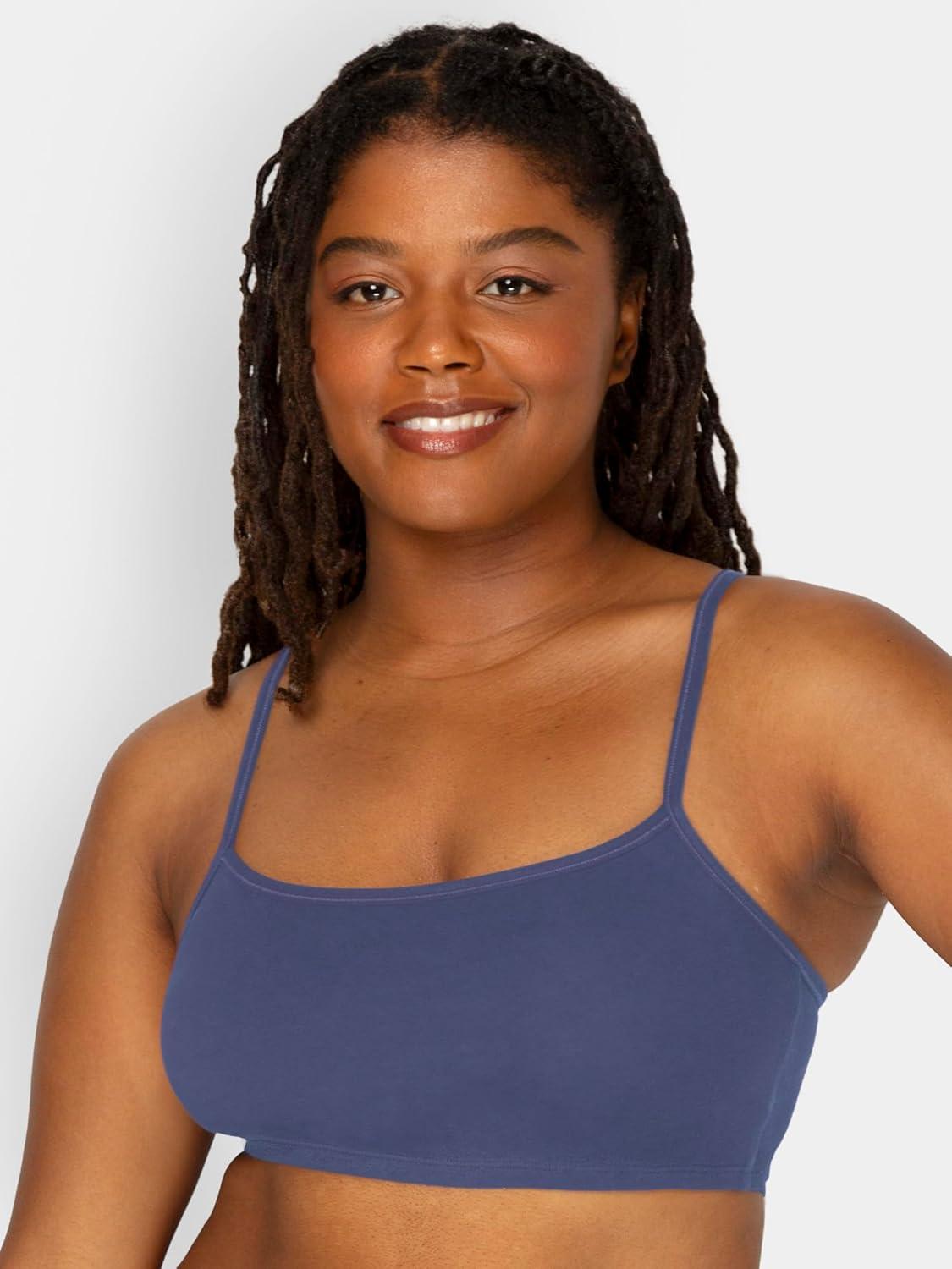 imageFruit of the Loom Womens Spaghetti Strap Cotton Sports BraAllDay ComfortLentilAruba BlueDutch Blue