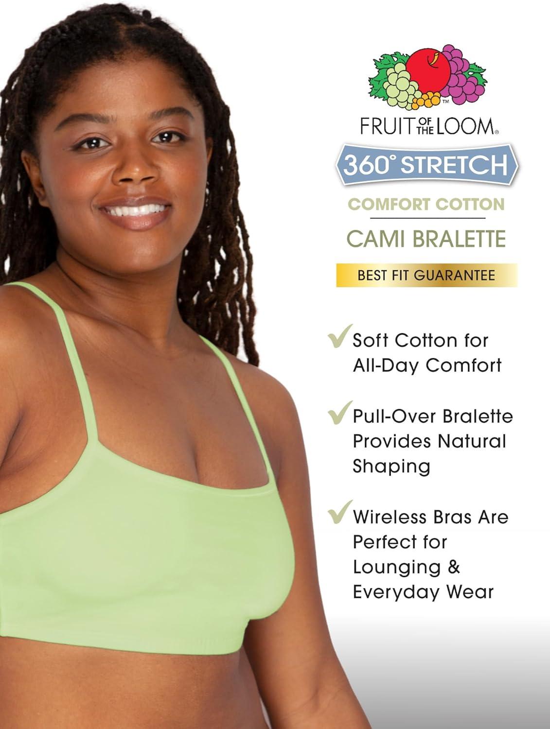 imageFruit of the Loom Womens Spaghetti Strap Cotton Sports BraAllDay ComfortLentilAruba BlueDutch Blue