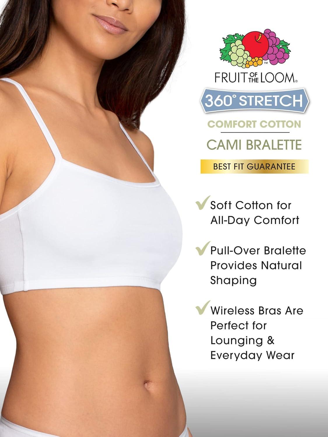 imageFruit of the Loom Womens Spaghetti Strap Cotton Sports BraAllDay ComfortLilac WhisperWhiteGrey Heather