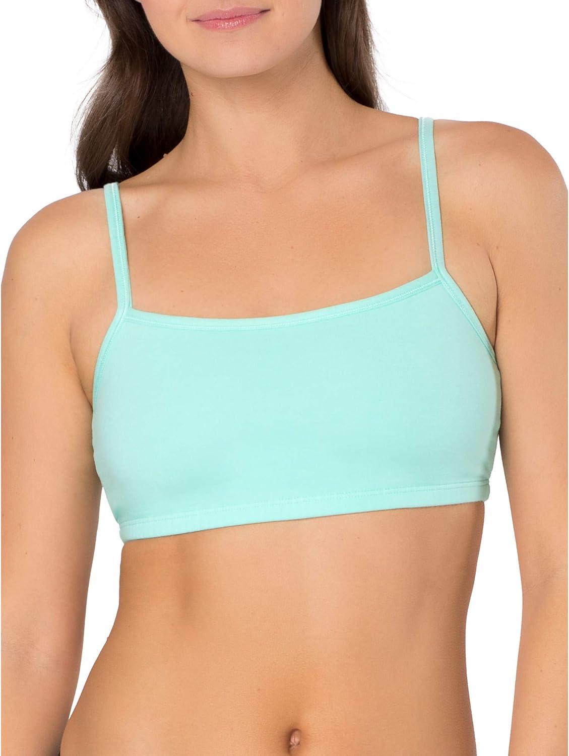 imageFruit of the Loom Womens Spaghetti Strap Cotton Sports BraAllDay ComfortMint ChipWhiteGrey Heather
