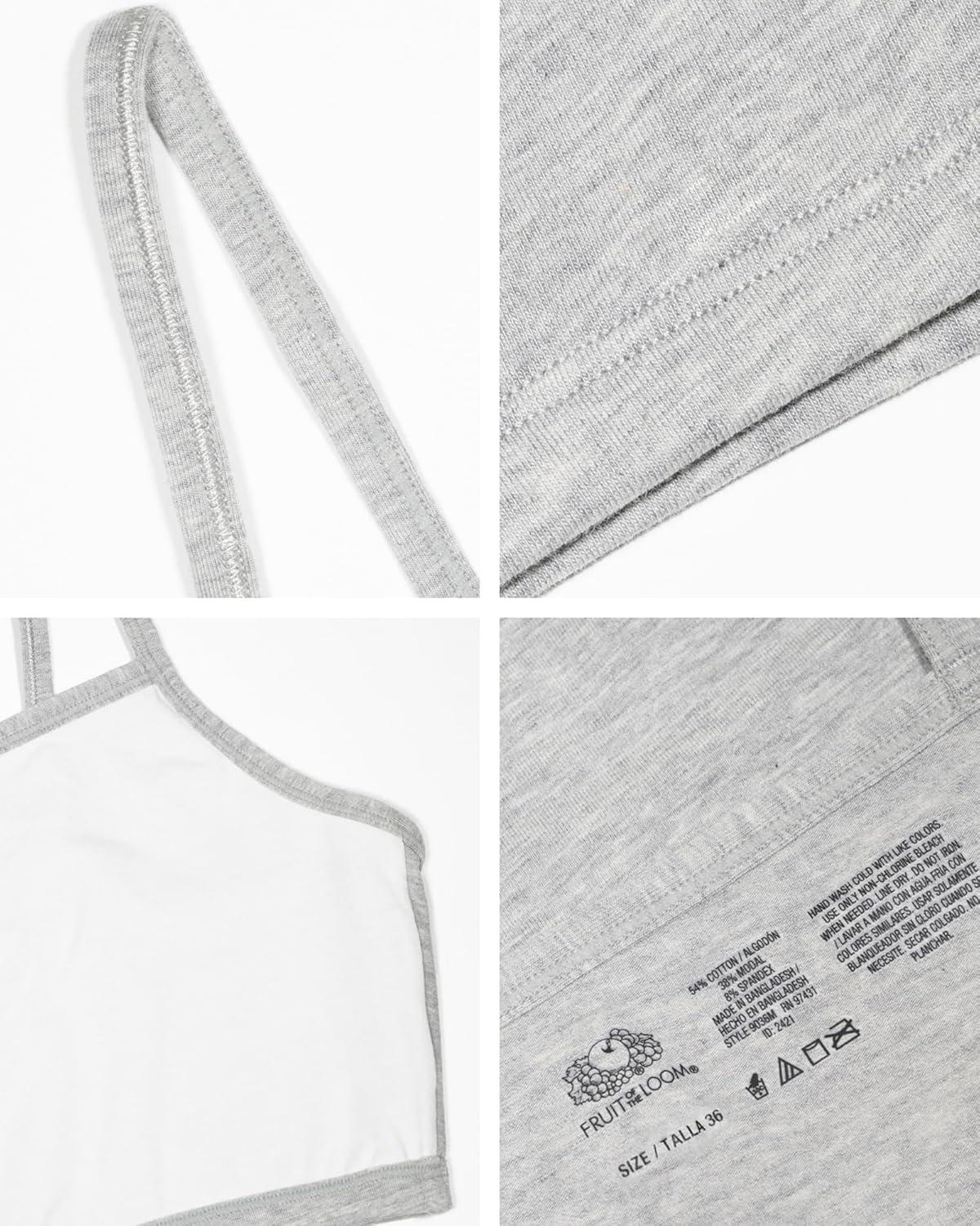 imageFruit of the Loom Womens Spaghetti Strap Cotton Sports BraAllDay ComfortRugby StripeSkipper BlueHeather Grey