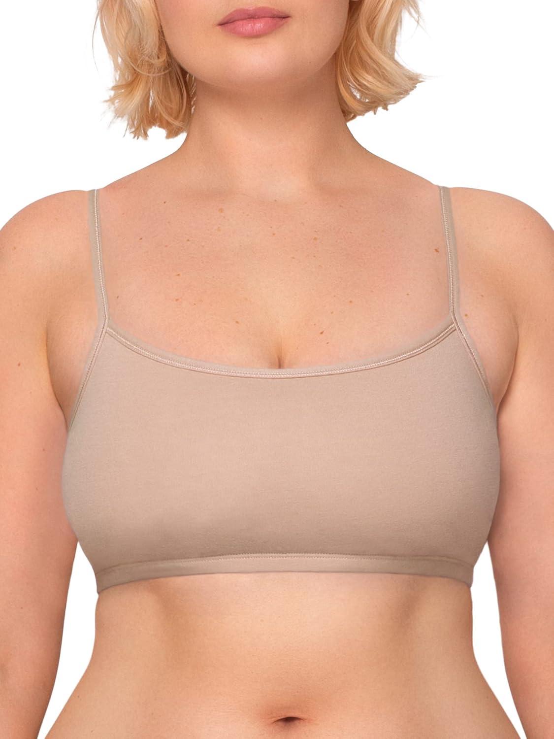 imageFruit of the Loom Womens Spaghetti Strap Cotton Sports BraAllDay ComfortWhiteSandBlack