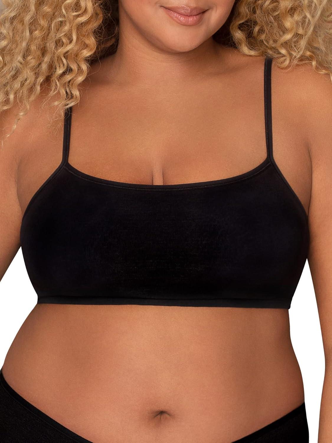 imageFruit of the Loom Womens Spaghetti Strap Cotton Sports BraAllDay ComfortWhiteSandBlack