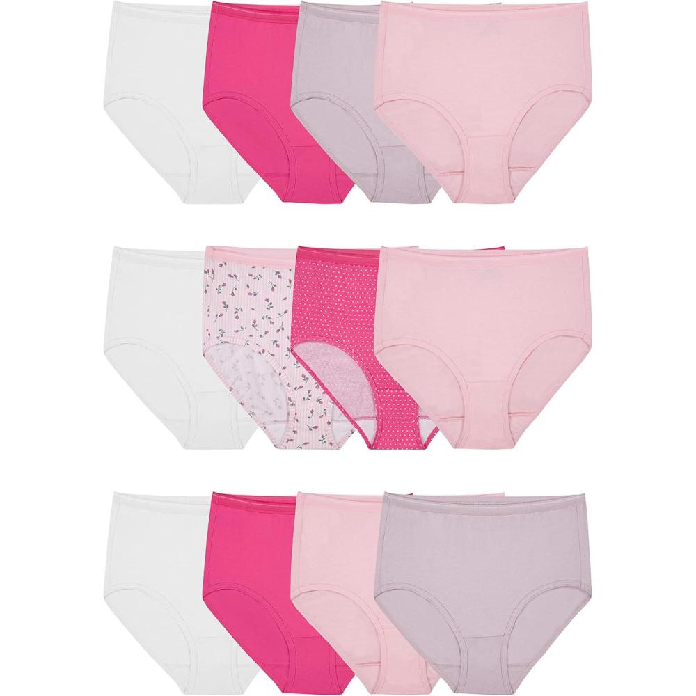 imageFruit of the Loom Womens Eversoft Cotton Underwear Multipacks Tag Free ampamp Breathable Available in Plus SizeBrief  WhitePinkNude