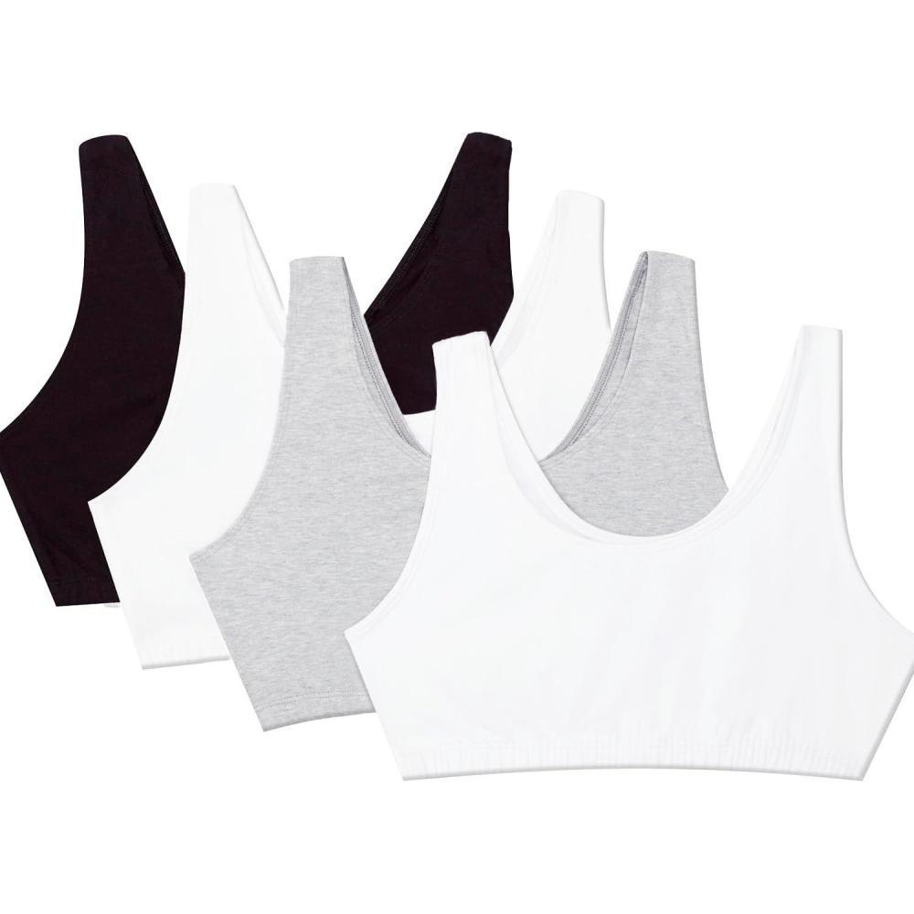 imageFruit of the Loom Womens MultiPack Tank Top Style Sports BraBlackWhtWhtHeather Grey