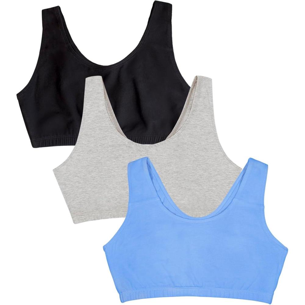 imageFruit of the Loom Womens MultiPack Tank Top Style Sports BraCornflowerblueGreyBlack