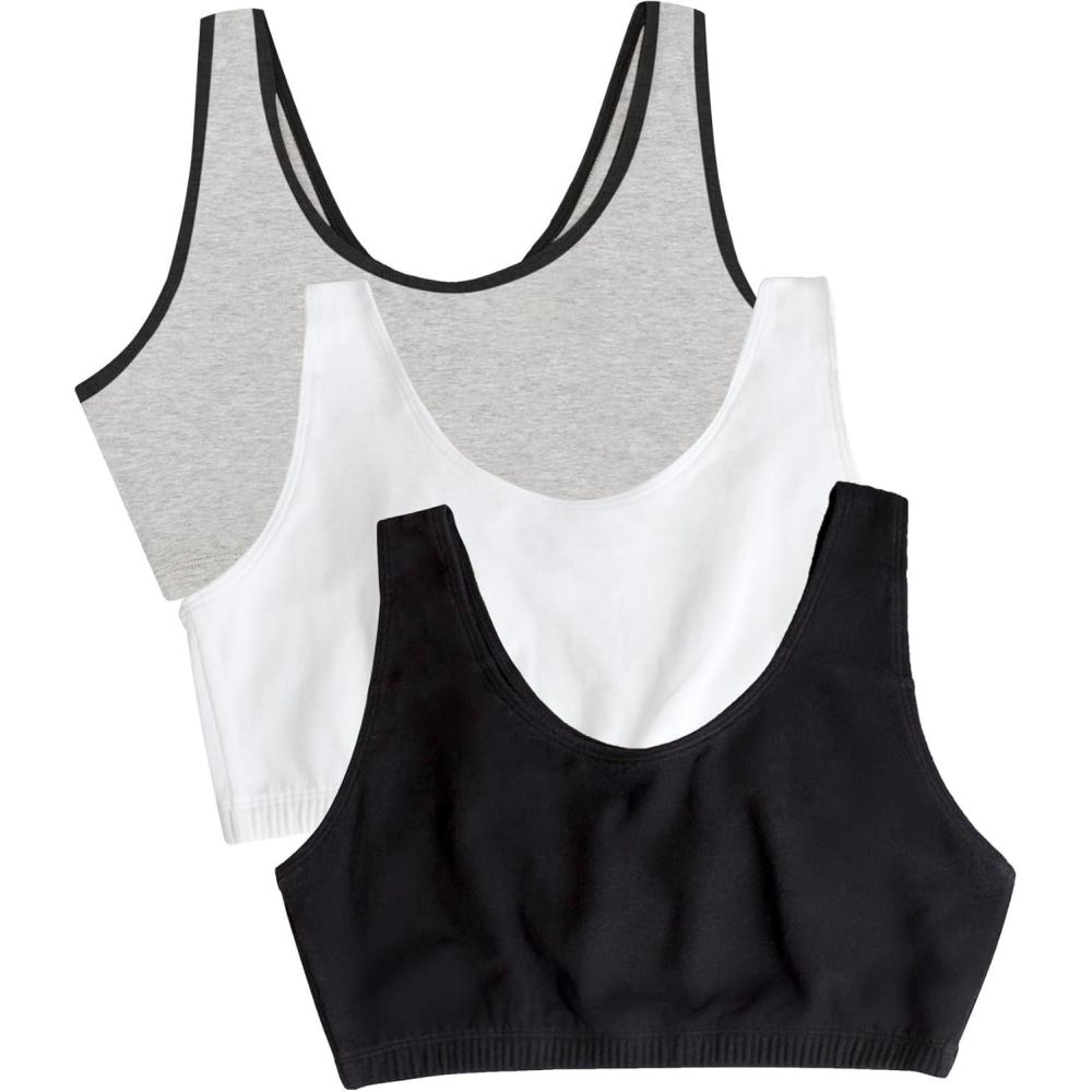 imageFruit of the Loom Womens MultiPack Tank Top Style Sports BraHeath G W Blk White Black