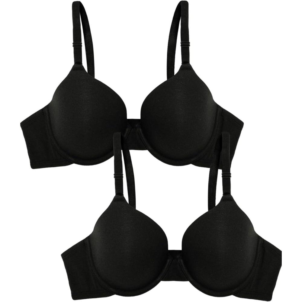 imageFruit of the Loom Womens Smooth Cotton TShirt Bra Pack  UltraSoft Flexible and Invisible Under TeesBlack HueBlack Hue
