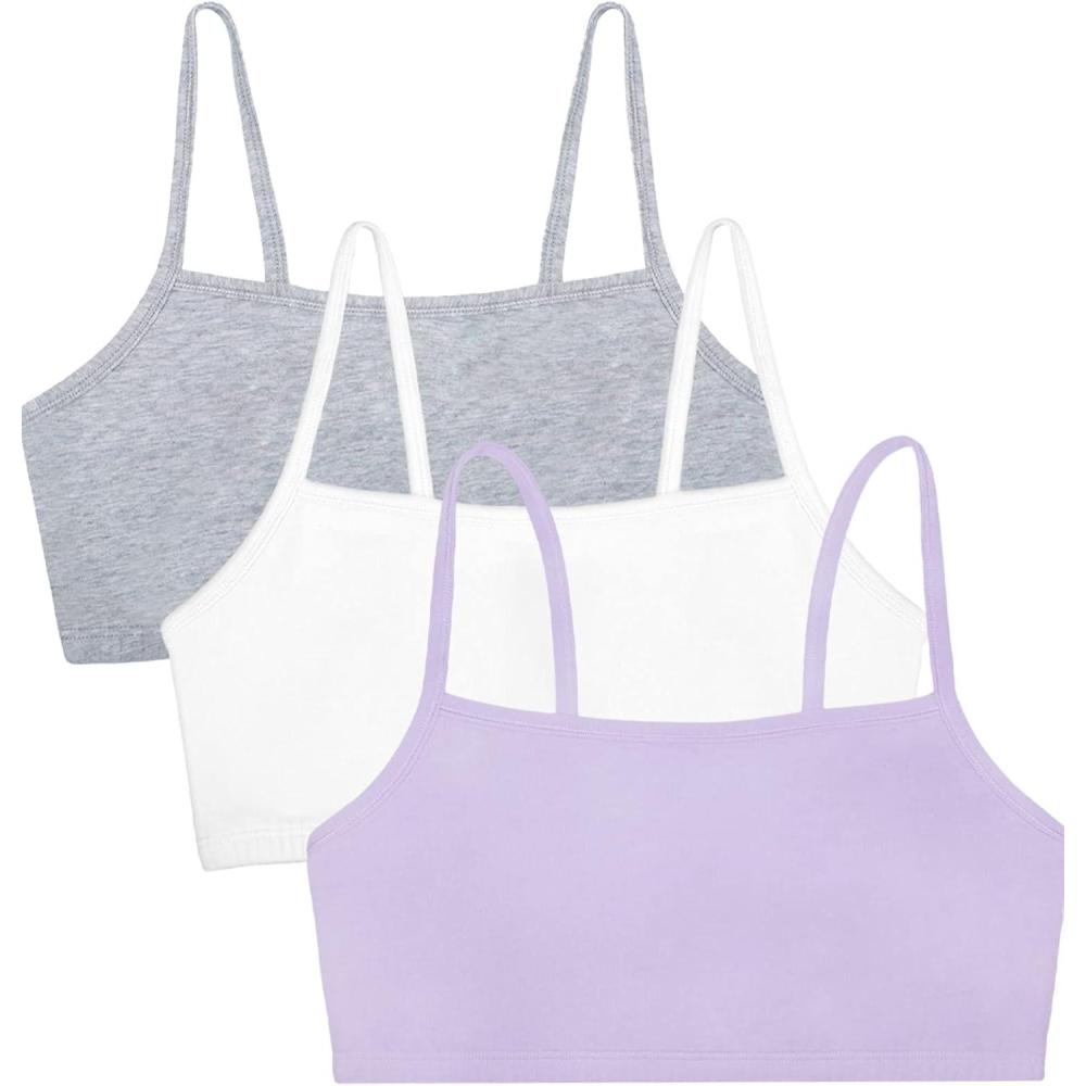 imageFruit of the Loom Womens Spaghetti Strap Cotton Sports BraAllDay ComfortLilac WhisperWhiteGrey Heather