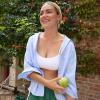 imageFruit of the Loom Womens Spaghetti Strap Cotton Sports BraAllDay ComfortRugby StripeSkipper BlueHeather Grey