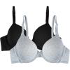 imageFruit of the Loom Womens Smooth Cotton TShirt Bra Pack  UltraSoft Flexible and Invisible Under TeesBlack HueGrey Heather