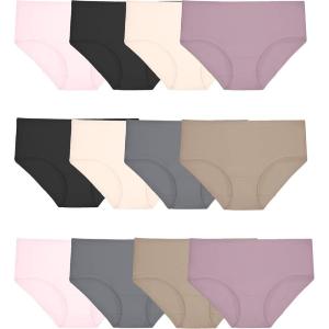 imageFruit of the Loom Womens Eversoft Cotton Hipster Underwear Tag Free ampamp Breathable Available in Plus SizeCotton Stretch  12 Pack  PinkBlackTan