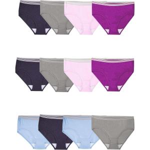 imageFruit of the Loom Womens Eversoft Cotton Underwear Multipacks Tag Free ampamp Breathable Available in Plus SizeLow Rise Brief  GreyPinkBlue