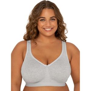 imageFruit of the Loom Womens Fit for Me Collection PlusSize Wireless Bra  Soft Cotton Comfort ampamp SupportHeather Grey