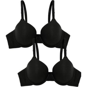 imageFruit of the Loom Womens Smooth Cotton TShirt Bra Pack  UltraSoft Flexible and Invisible Under TeesBlack HueBlack Hue