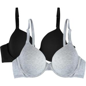 imageFruit of the Loom Womens Smooth Cotton TShirt Bra Pack  UltraSoft Flexible and Invisible Under TeesBlack HueGrey Heather