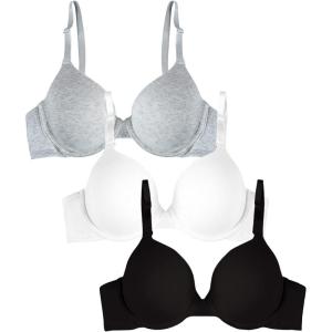 imageFruit of the Loom Womens Smooth Cotton TShirt Bra Pack  UltraSoft Flexible and Invisible Under TeesBlackWhiteGrey Heather