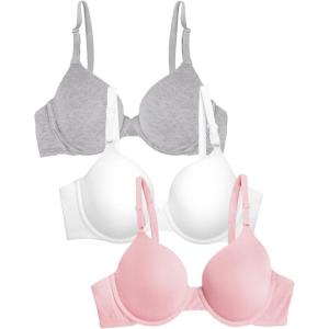 imageFruit of the Loom Womens Smooth Cotton TShirt Bra Pack  UltraSoft Flexible and Invisible Under TeesBlushing RoseWhiteGrey Heather
