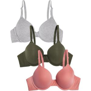 imageFruit of the Loom Womens Smooth Cotton TShirt Bra Pack  UltraSoft Flexible and Invisible Under TeesDesert DuskGrey HeatherOlive