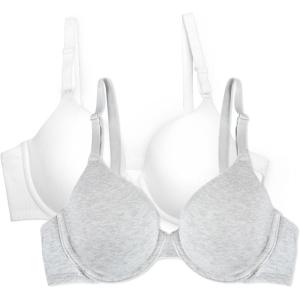 imageFruit of the Loom Womens Smooth Cotton TShirt Bra Pack  UltraSoft Flexible and Invisible Under TeesHeather GreyWhite
