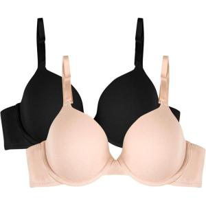 imageFruit of the Loom Womens Smooth Cotton TShirt Bra Pack  UltraSoft Flexible and Invisible Under TeesSand Black Hue