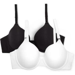 imageFruit of the Loom Womens Smooth Cotton TShirt Bra Pack  UltraSoft Flexible and Invisible Under TeesWhiteBlack Hue