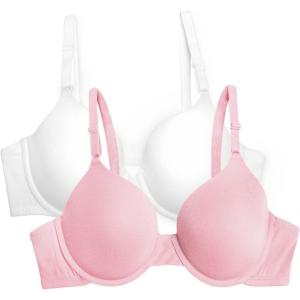 imageFruit of the Loom Womens Smooth Cotton TShirt Bra Pack  UltraSoft Flexible and Invisible Under TeesWhiteBlushing Rose