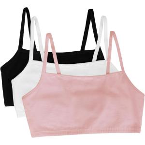 imageFruit of the Loom Womens Spaghetti Strap Cotton Sports BraAllDay ComfortBlushing RoseWhiteBlack Hue
