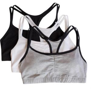 imageFruit of the Loom Womens Spaghetti Strap Cotton Sports BraAllDay ComfortGrey With BlackWhiteBlack