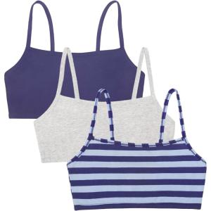 imageFruit of the Loom Womens Spaghetti Strap Cotton Sports BraAllDay ComfortRugby StripeSkipper BlueHeather Grey