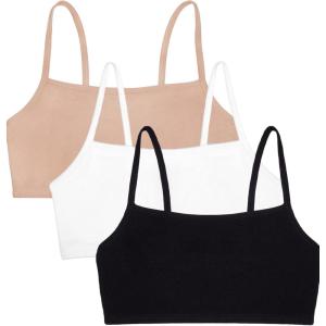 imageFruit of the Loom Womens Spaghetti Strap Cotton Sports BraAllDay ComfortWhiteSandBlack