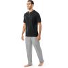 imageFruit of the Loom Mens 2Piece Jersey Knit Pajama SetBlackGrey Heather