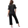 imageFruit of the Loom Womens 360 Stretch Ruffle Sleeve VNeck Tee and Capri Sleep Pajama SetBlack