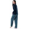 imageFruit of the Loom Womens Waffle VNeck Top and Flannel Pant Sleep SetMidnight BlueBlue Sea Stripe