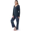 imageFruit of the Loom Womens Waffle VNeck Top and Flannel Pant Sleep SetMidnight BlueStarflake