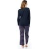 imageFruit of the Loom Womens Waffle VNeck Top and Flannel Pant Sleep SetNavyHoliday Plaid