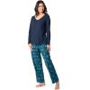 imageFruit of the Loom Womens Waffle VNeck Top and Flannel Pant Sleep SetNavyStarry Snowflakes