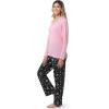 imageFruit of the Loom Womens Waffle VNeck Top and Flannel Pant Sleep SetSoft PinkCosmic Sky