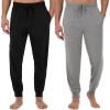imageFruit of the Loom Mens Jersey Knit Jogger Sleep Pant 1 and 2 PacksBlackGrey Heather