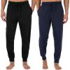 imageFruit of the Loom Mens Jersey Knit Jogger Sleep Pant 1 and 2 PacksBlackNavy
