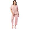 imageFruit of the Loom Womens 360 Stretch Ruffle Sleeve VNeck Tee and Capri Sleep Pajama SetWatercolor Hearts