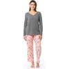 imageFruit of the Loom Womens Waffle VNeck Top and Flannel Pant Sleep SetHeather GreySnowy Trees